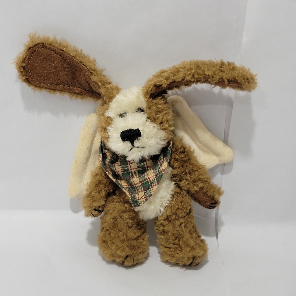 Vintage Boyd Collection Brown Angel Plush Plaid Bandana Wings Long bendable ears